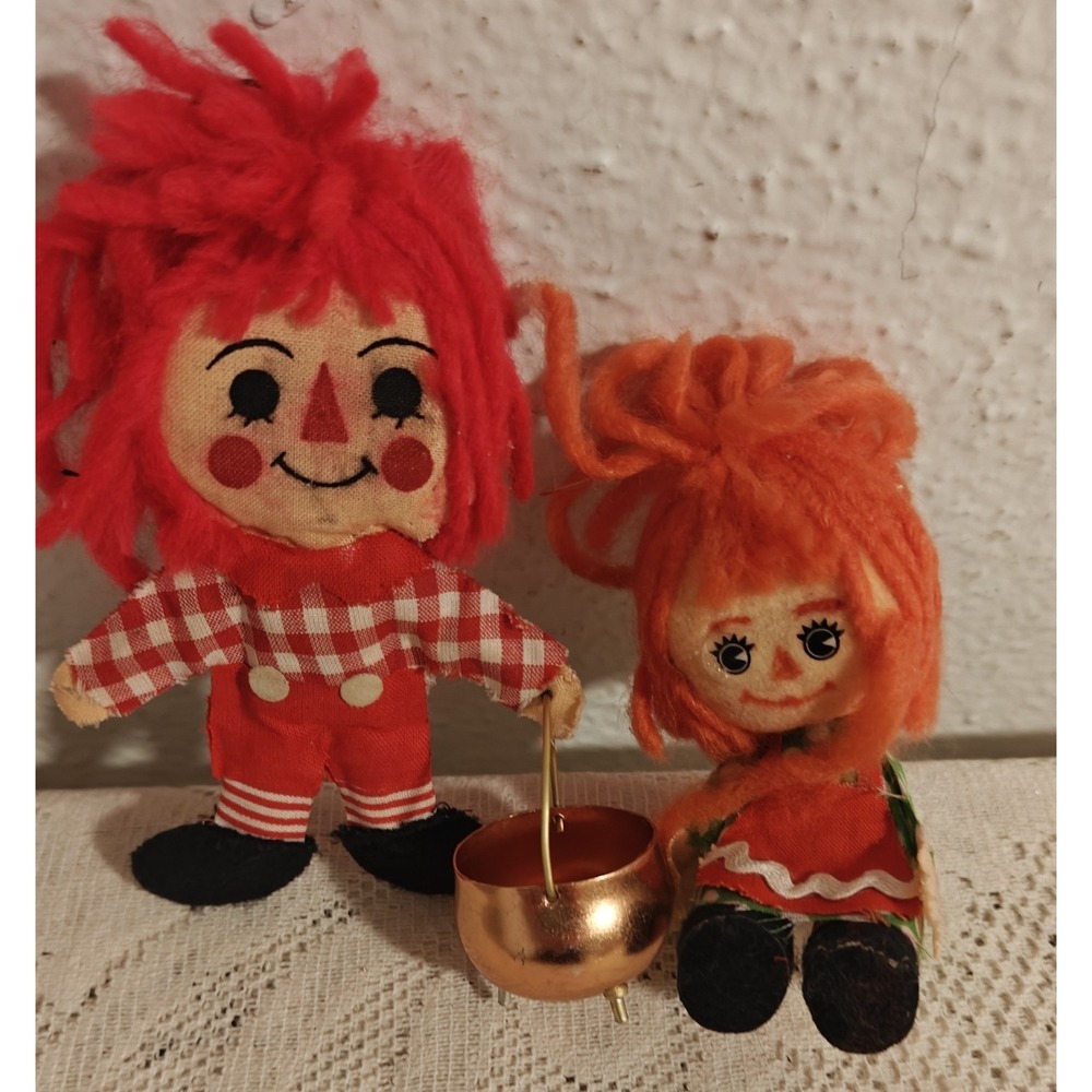 Vintage 70s Raggedy Ann And Andy Christmas Ornaments